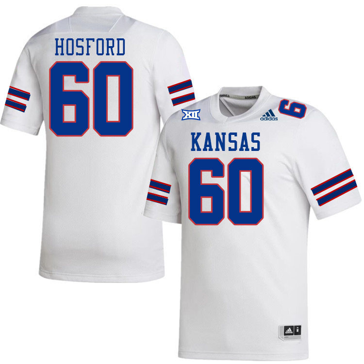 Men #60 Luke Hosford Kansas Jayhawks College Football Jerseys Stitched Sale-White